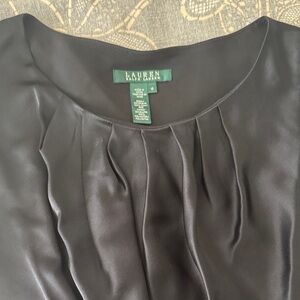 Lauren Ralph Lauren Black Pleated Front Blouse